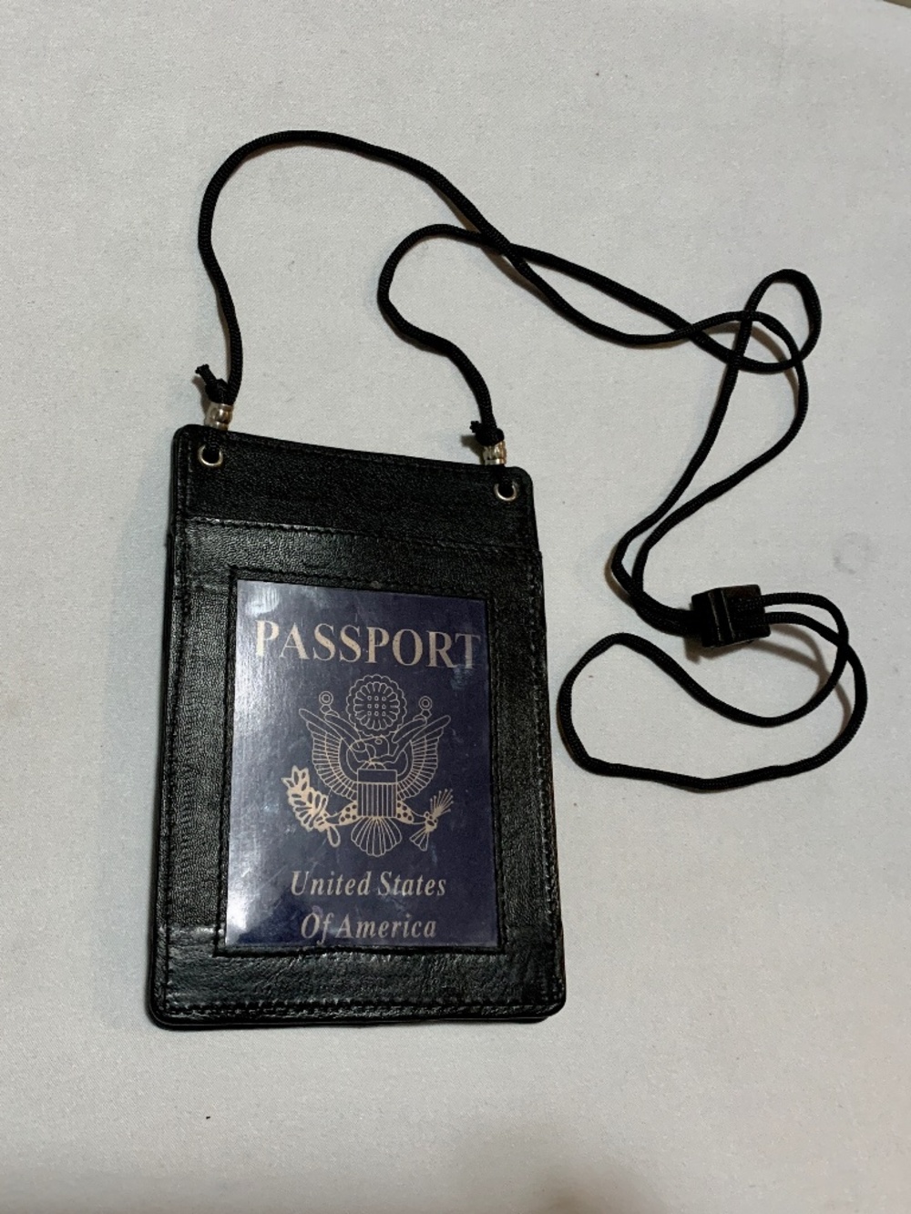 Genuine Black Leather Passport Carry - Unisex